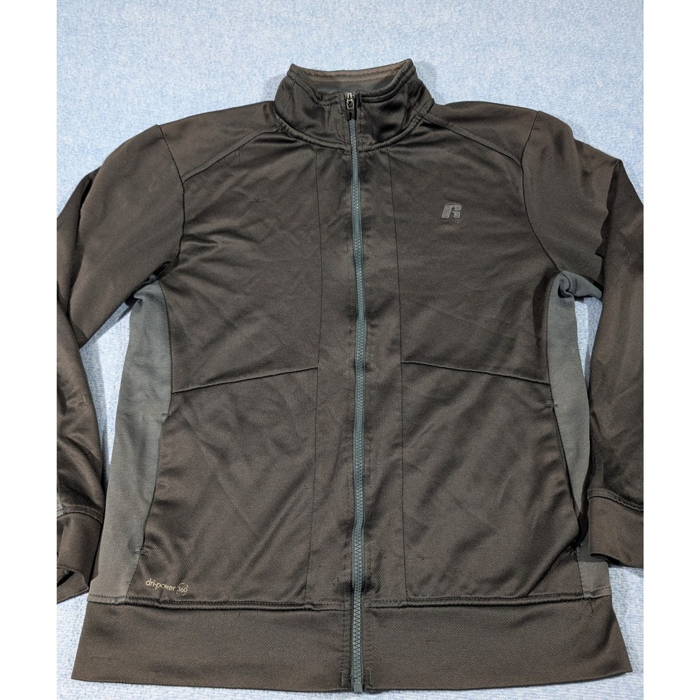 Russell Athletic Mens Dri-Power 360 Track Jacket Black Grey Full Zip RS16442 Sm